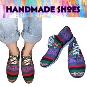 Handmade Tribal/Boho Sneakers, Size 7.5-8
